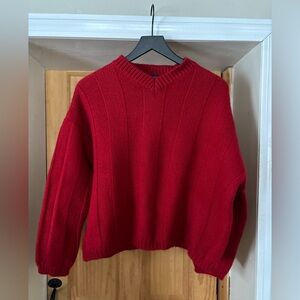 VTG “The Limited” JOSIE 100% Wool Red Chunky Knit Boxy V-Neck Women's Sweater, M